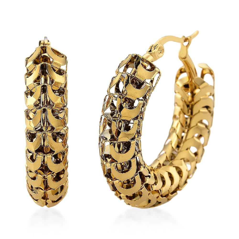 Hoop Earrings in ION Plated YG Stainless Steel