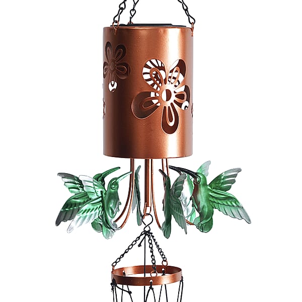 Humming Bird Metal Solar Windmill With Wind Chime And 1 Bright LED (300 MAh)