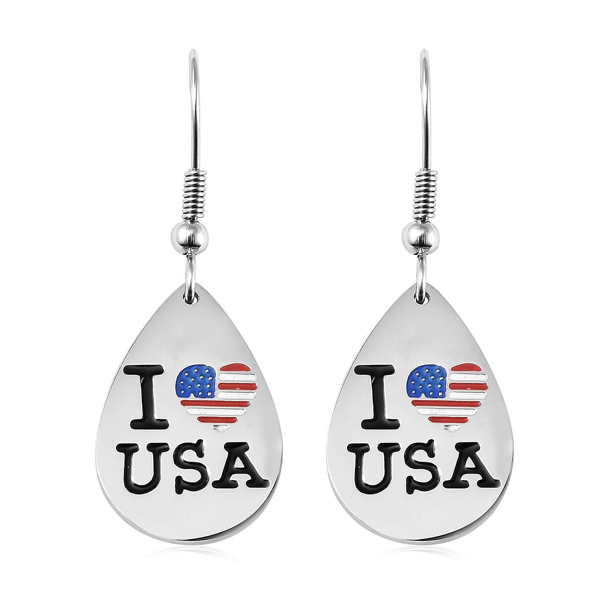 I love USA Theme Earrings in Stainless Steel Tarnish-Free Waterproof Sweat Proof Jewelry
