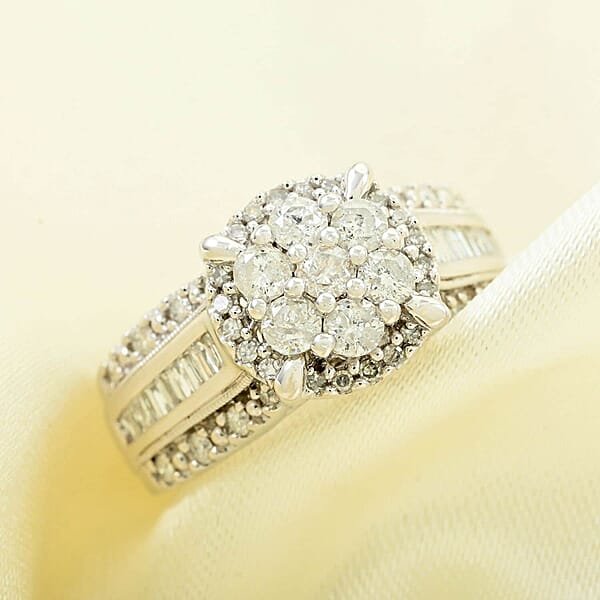 I2-I3 Diamond 1.00 Ctw Ring In 10K White Gold 5.85 Grams