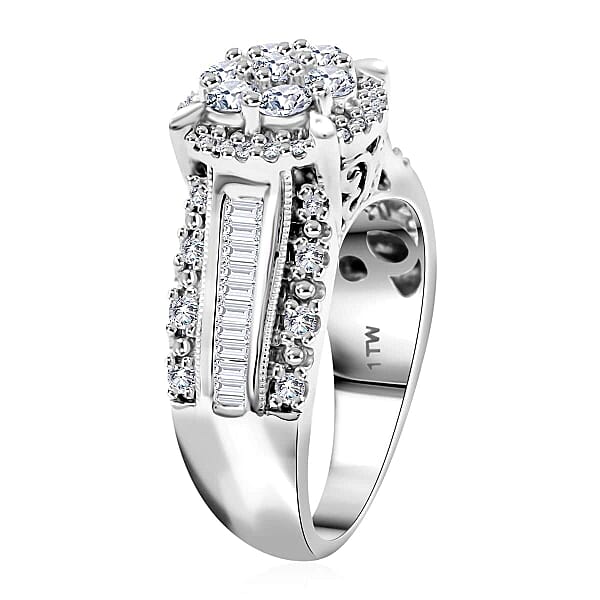 I2-I3 Diamond 1.00 Ctw Ring In 10K White Gold 5.85 Grams