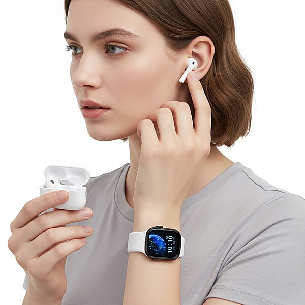 I20 Ultra 2 Max Suit 10 In 1 Set - (Black Smart Dial Earphone Case Cover And 7pcs Replaceable Watchband)
