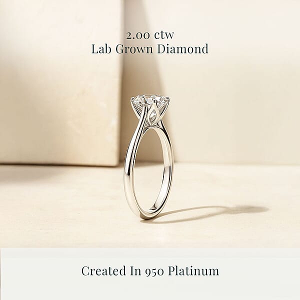IGI Certified 950 Platinum Heart & Arrow Cut Luxuriant Lab Grown Diamond (E-F VS) Ring (4.80 G) 2.00 Ctw
