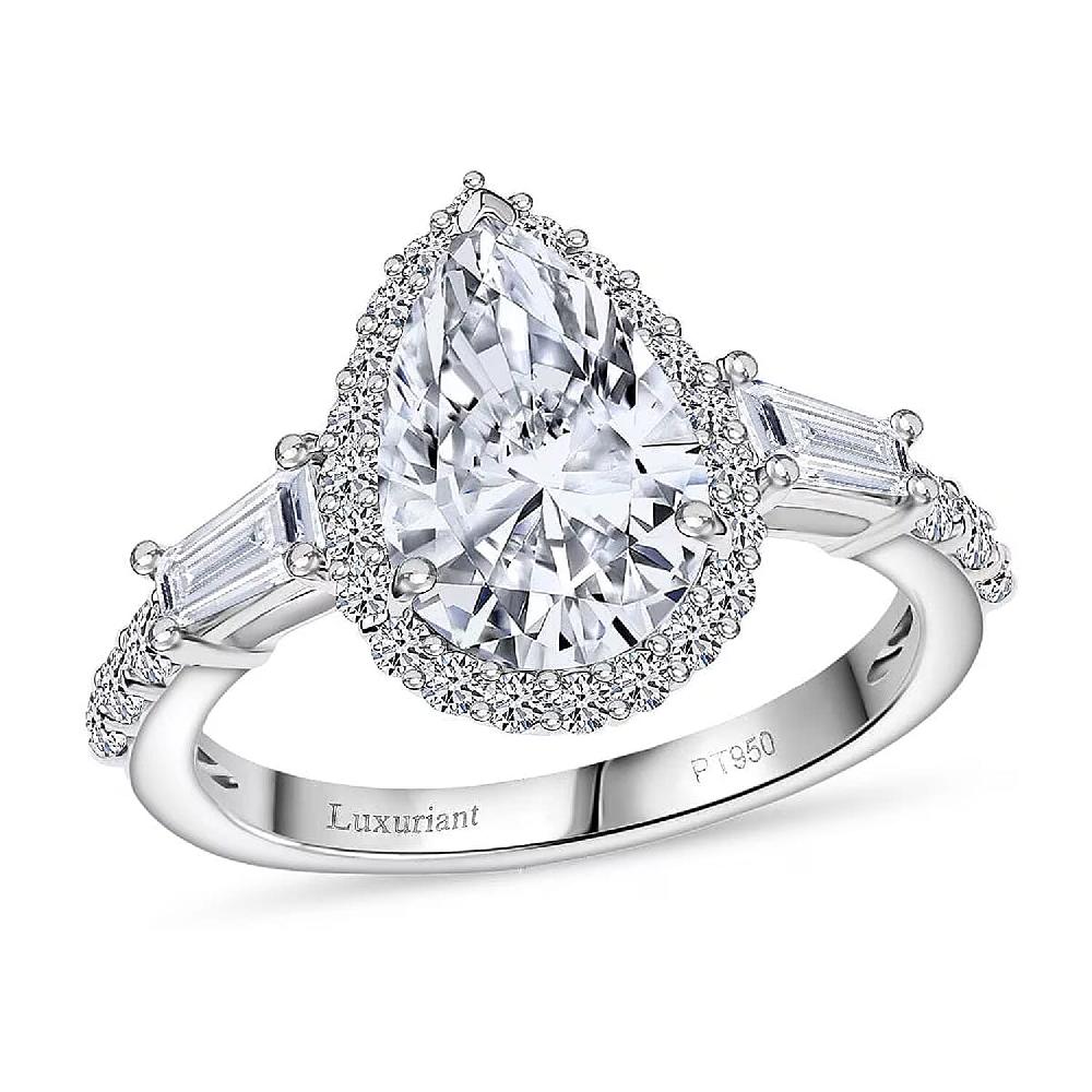 IGI Certified 950 Platinum Luxuriant Lab Grown Diamond (E-F VS) Dew Drop Ring 3.00 ctw