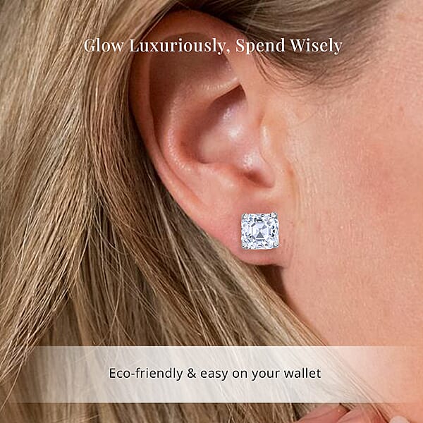 IGI Certified Asscher Cut Luxuriant Lab Grown Diamond G-H VS 2.00 Ctw Stud Earrings In 950 Platinum