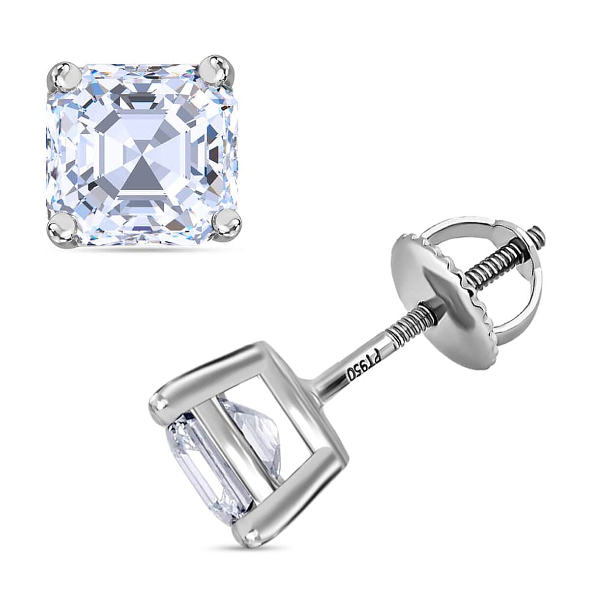 IGI Certified Asscher Cut Luxuriant Lab Grown Diamond G-H VS 2.00 ctw Stud Earrings in 950 Platinum