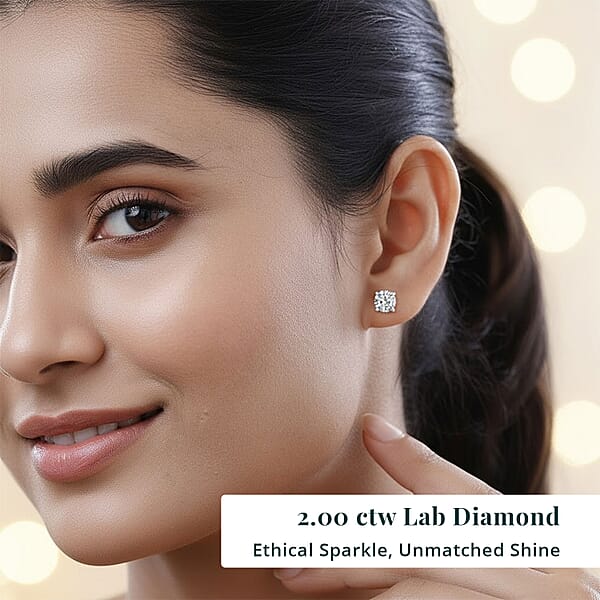 IGI Certified Heart & Arrow Cut Luxuriant Lab Grown Diamond E-F VS 2.00 Ctw Stud Earrings In 950 Platinum