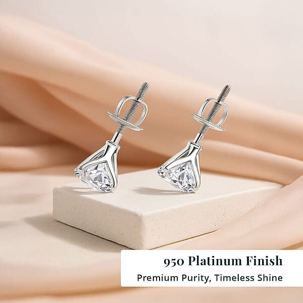 IGI Certified Heart & Arrow Cut Luxuriant Lab Grown Diamond E-F VS 2.00 Ctw Stud Earrings In 950 Platinum