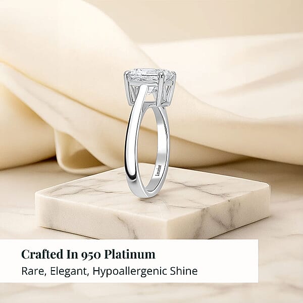 IGI Certified Luxuriant Asscher Cut Luxuriant Lab Grown Diamond Solitaire Ring In 950 Platinum 3.00 Ctw