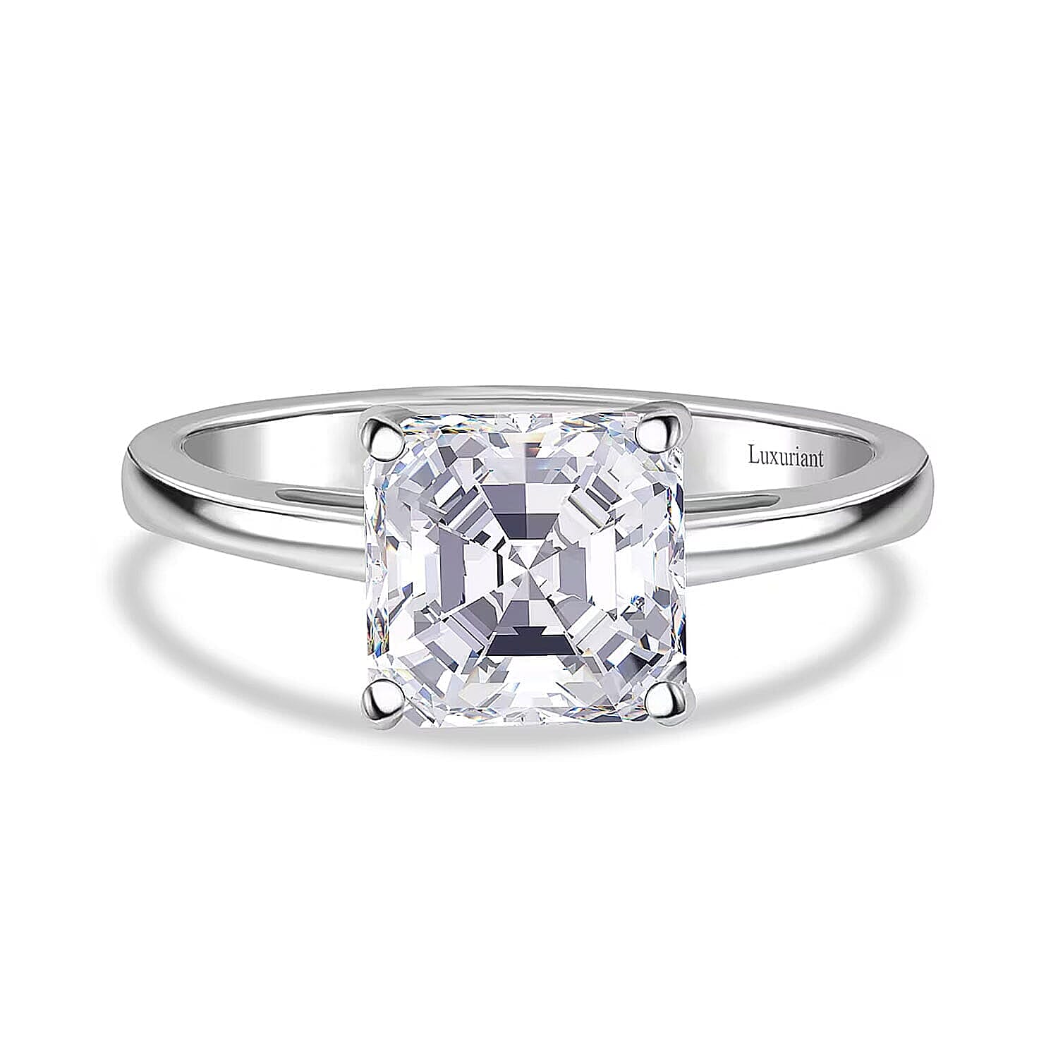 IGI Certified Luxuriant Asscher Cut Luxuriant Lab Grown Diamond Solitaire Ring in 950 Platinum 3.00 ctw