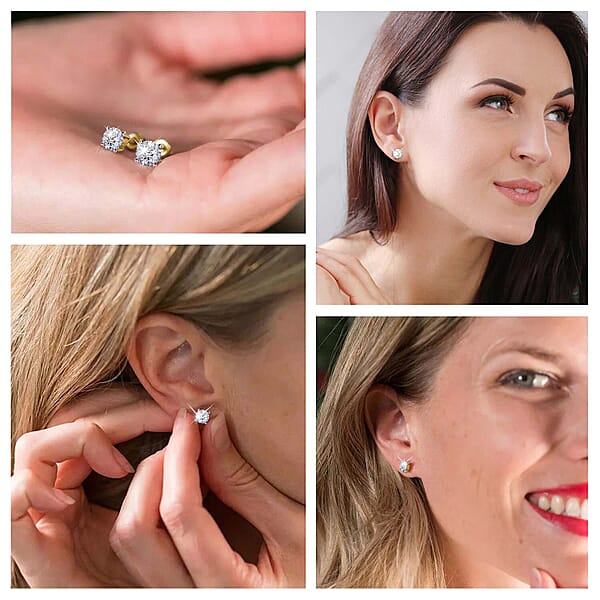 IGI Certified Luxuriant Lab Grown Diamond E-F VS 0.50 Ctw Solitaire Stud Earrings In 14K Yellow Gold