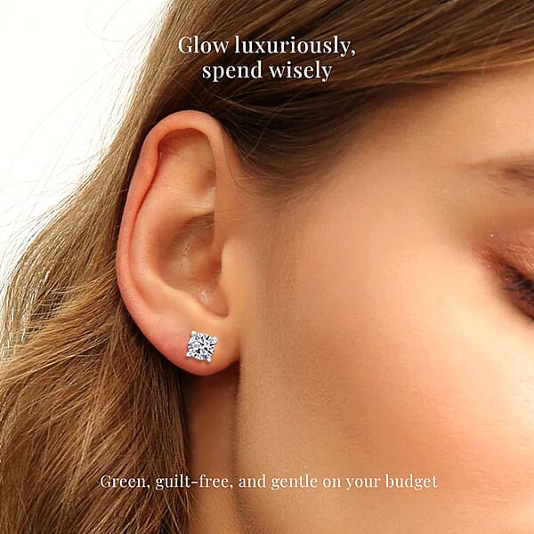 IGI Certified Luxuriant Lab Grown Diamond E-F VS 1.00 Ctw Solitaire Stud Earrings In 14K White Gold