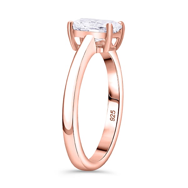 IGI Certified Luxuriant Lab Grown Diamond E-F VS 1.00 Ctw Solitaire Ring In 18K Vermeil Rose Gold Sterling Silver (Del. In 10-12 Days)