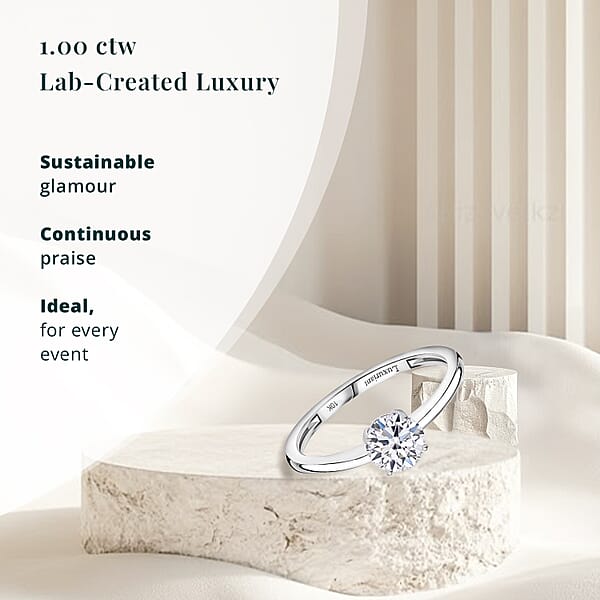 IGI Certified Luxuriant Lab Grown Diamond E-F VS 1.00 Ctw Solitaire Ring In 10K White Gold (Del. In 10-15 Days)