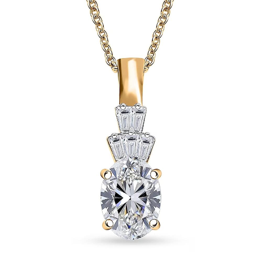 IGI Certified Luxuriant Lab Grown Diamond E-F VS 1.35 ctw Pendant Necklace in 10K Yellow Gold 20 Inches