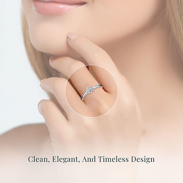 IGI Certified Luxuriant Lab Grown Diamond E-F VS 1.00 Ctw Solitaire Ring In Rhodium Over Sterling Silver