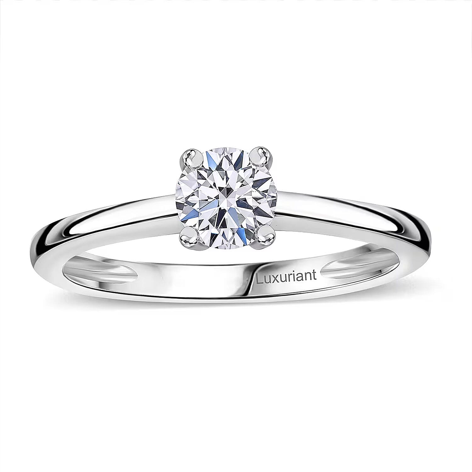 IGI Certified Luxuriant Lab Grown Diamond E-F VS 1.00 ctw Solitaire Ring in Rhodium Over Sterling Silver