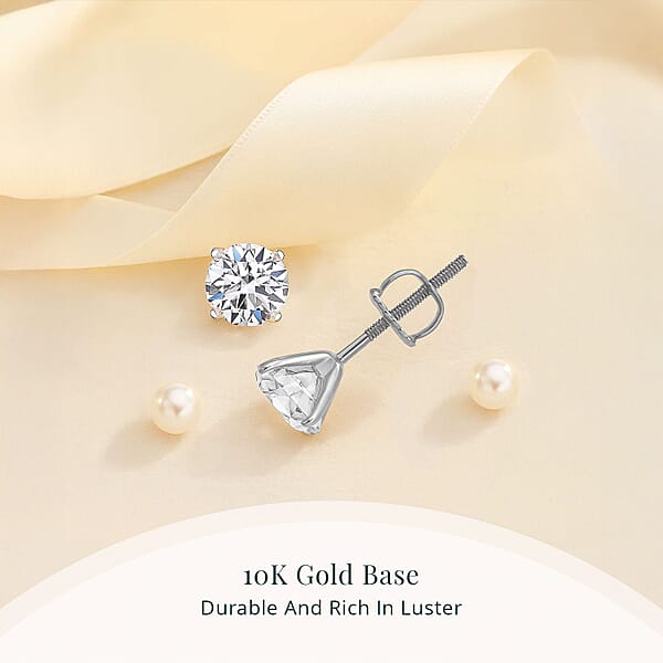 IGI Certified Luxuriant Lab Grown Diamond E-F VS 2.00 Ctw Solitaire Stud Earrings In 10K White Gold