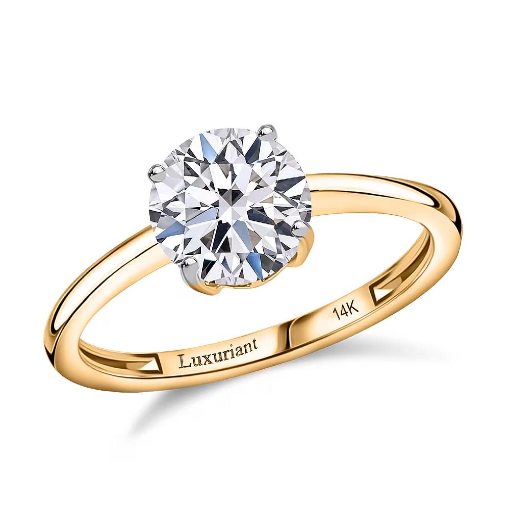 IGI Certified Luxuriant Lab Grown Diamond E-F VS 2.00 ctw Solitaire Ring in 14K Yellow Gold (Del. In 8-10 Days)
