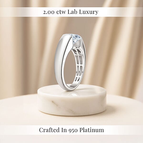 IGI Certified Luxuriant Lab Grown Diamond E-F VS 2.00 Ctw Tension Set Ring In 950 Platinum 9.50 Grams
