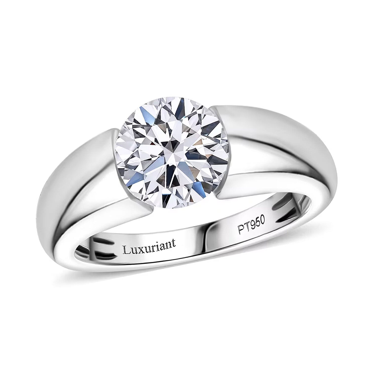 IGI Certified Luxuriant Lab Grown Diamond E-F VS 2.00 ctw Tension Set Ring in 950 Platinum 9.50 Grams