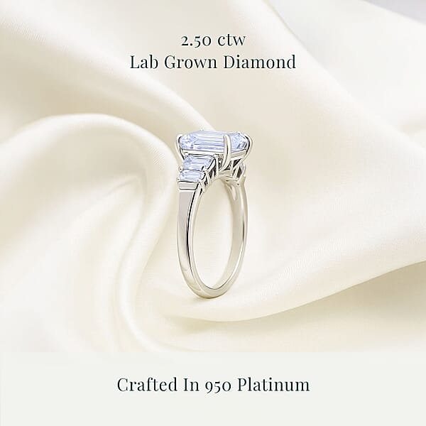 IGI Certified Luxuriant Lab Grown Diamond E-F VS 2.50 Ctw Art Deco Ring In 950 Platinum 4.25 Grams