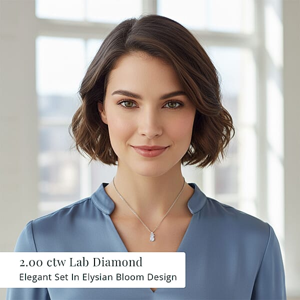 IGI Certified Luxuriant Lab Grown Diamond E-F VS 2.00 Ctw Elysian Bloom Pendant Necklace In 950 Platinum 20 Inches