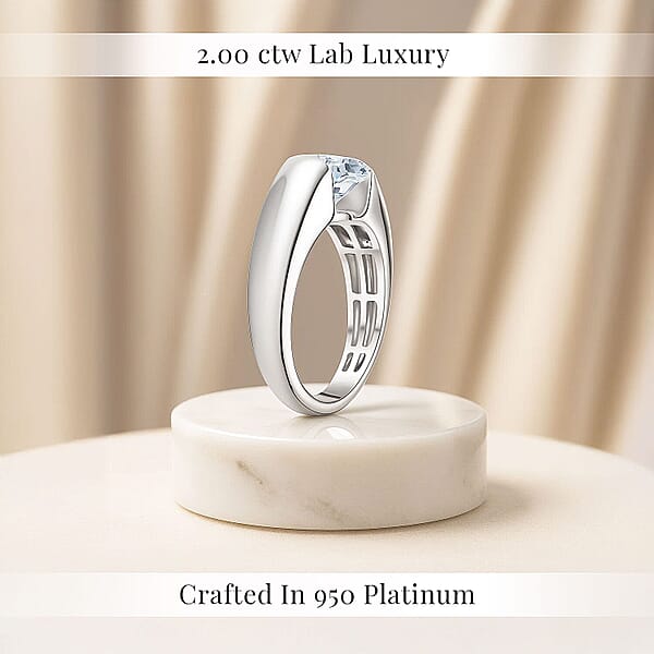 IGI Certified Luxuriant Lab Grown Diamond E-F VS 2.00 Ctw Tension Set Ring In 950 Platinum 9.50 Grams