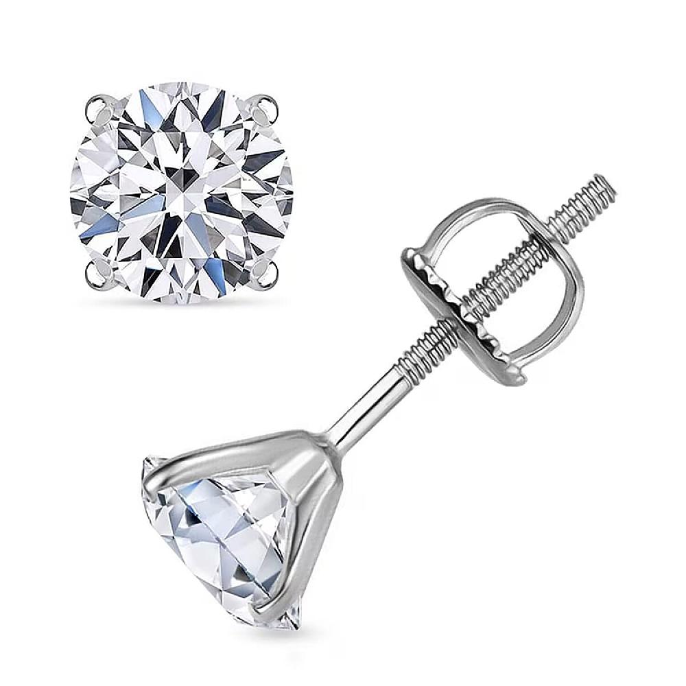 IGI Certified Luxuriant Lab Grown Diamond E-F VS 2.00 ctw Solitaire Stud Earrings in 10K White Gold