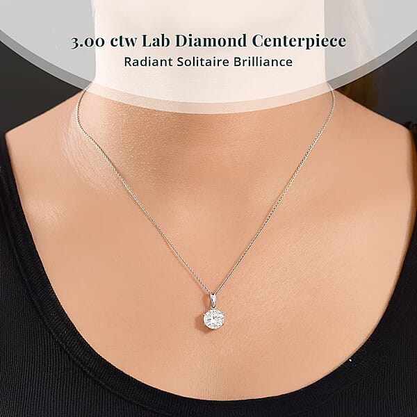 IGI Certified Luxuriant Lab Grown Diamond E-F VS 3.00 Ctw Solitaire Pendant Without Chain In 950 Palladium (Del. In 12-15 Days)