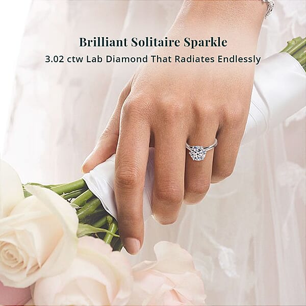 IGI Certified Luxuriant Lab Grown Diamond E-F VS 3.00 Ctw Solitaire Ring In 950 Palladium (Del. In 12-15 Days)