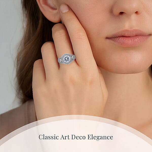 IGI Certified Luxuriant Lab Grown Diamond E-F VS 3.50 Ctw Art Deco Ring In 950 Platinum 7.45 Grams