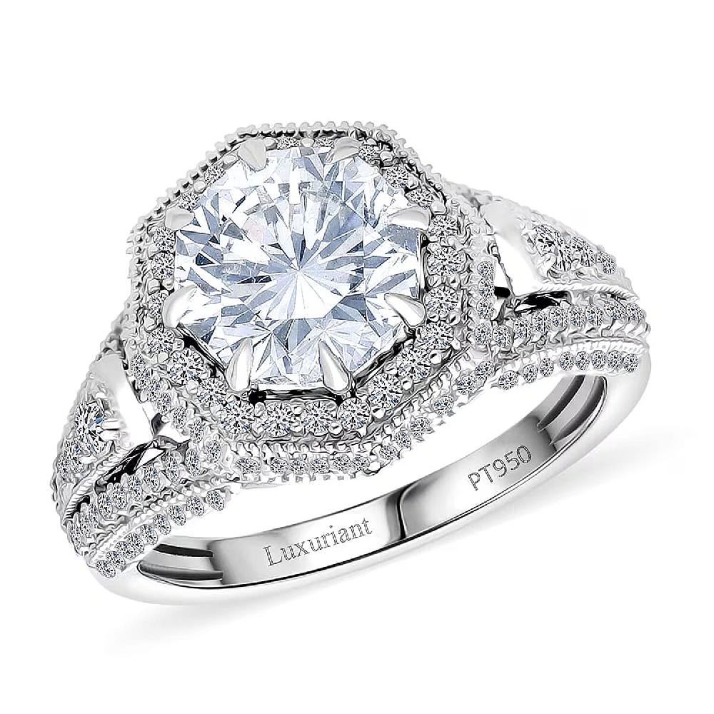IGI Certified Luxuriant Lab Grown Diamond E-F VS 3.50 ctw Art Deco Ring in 950 Platinum 7.45 Grams
