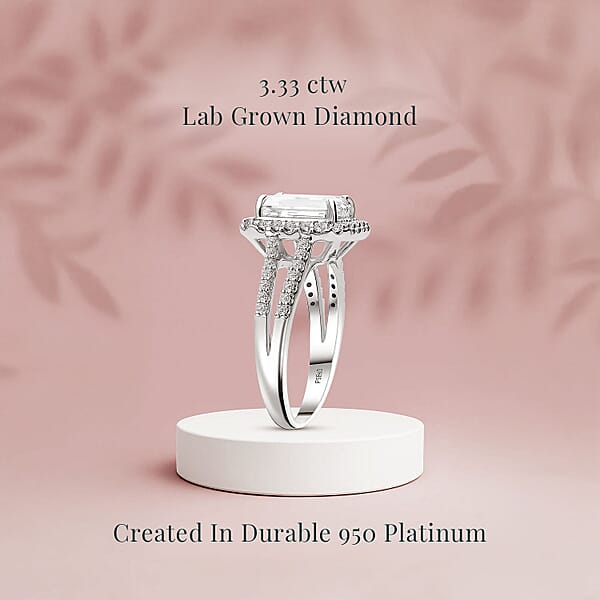 IGI Certified Luxuriant Lab Grown Diamond E-F VS 3.33 Ctw Celestial Gate Ring In 950 Platinum