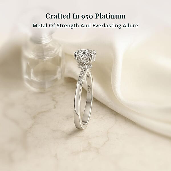IGI Certified Luxuriant Lab Grown Diamond (E-F VS) Halo Ring In 950 Platinum 1.50 Ctw