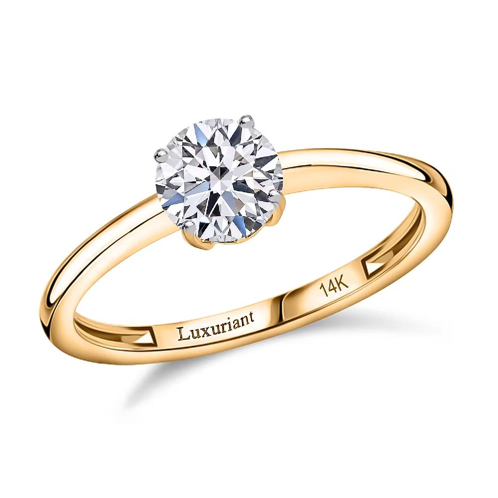 IGI Certified Luxuriant Lab Grown Diamond (E-F VS) Solitaire Ring in 14K Yellow Gold 1.00 ctw