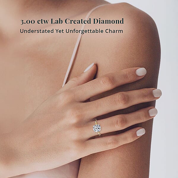 IGI Certified Luxuriant Lab Grown Diamond G VS 3.00 Ctw Ring In 14K Yellow Gold (Del. In 12-15 Days)