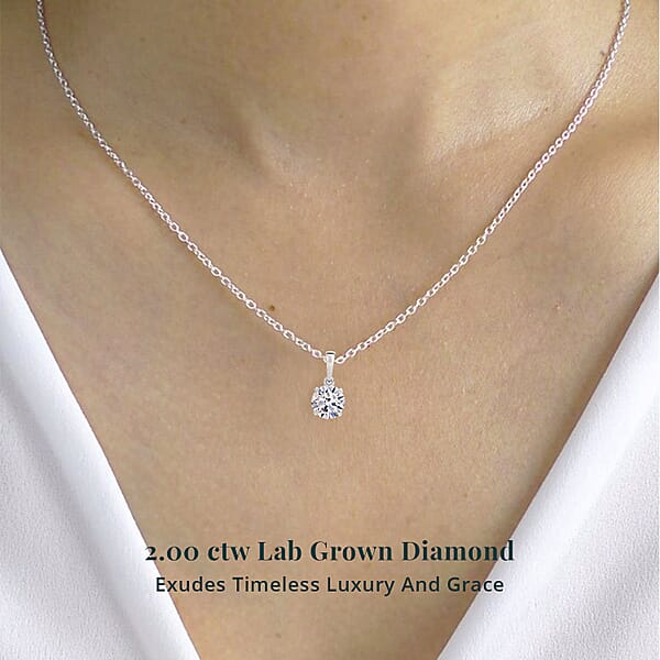 IGI Certified Luxuriant Lab Grown Diamond G VS2 3.00 Ctw Solitaire Pendant Without Chain In 950 Platinum