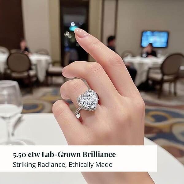 IGI Certified Luxuriant Lab Grown Diamond Heart Ring In 950 Platinum 5.50 Ctw
