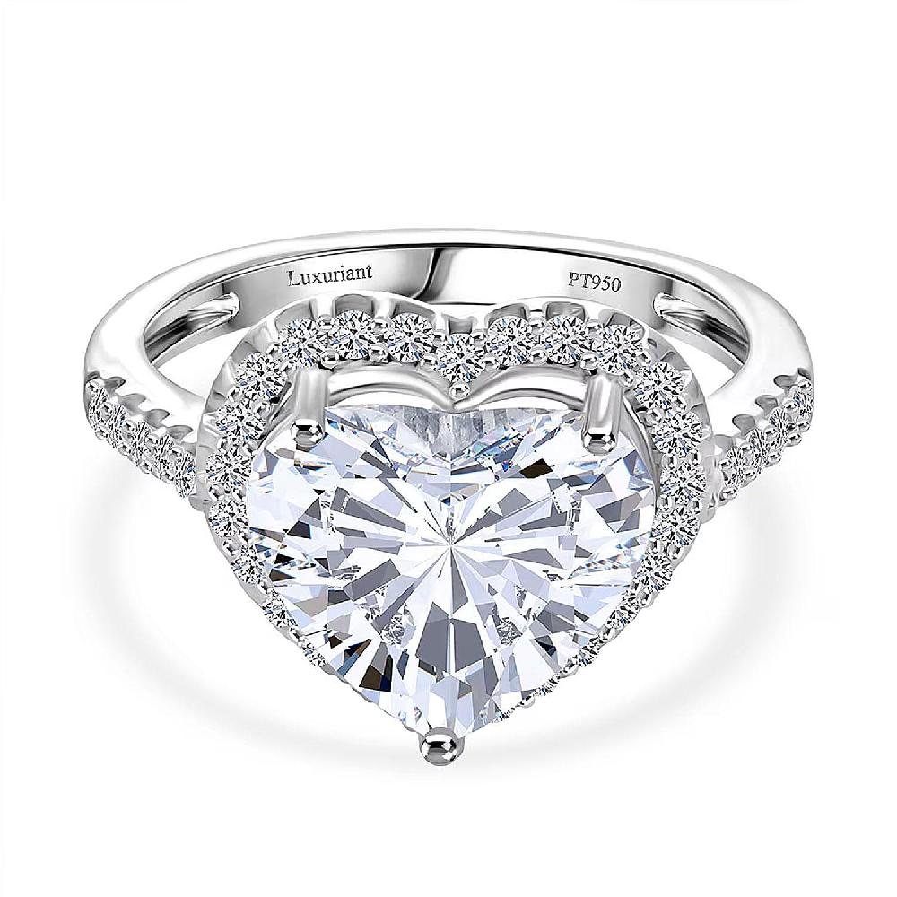 IGI Certified Luxuriant Lab Grown Diamond Heart Ring in 950 Platinum 5.50 ctw