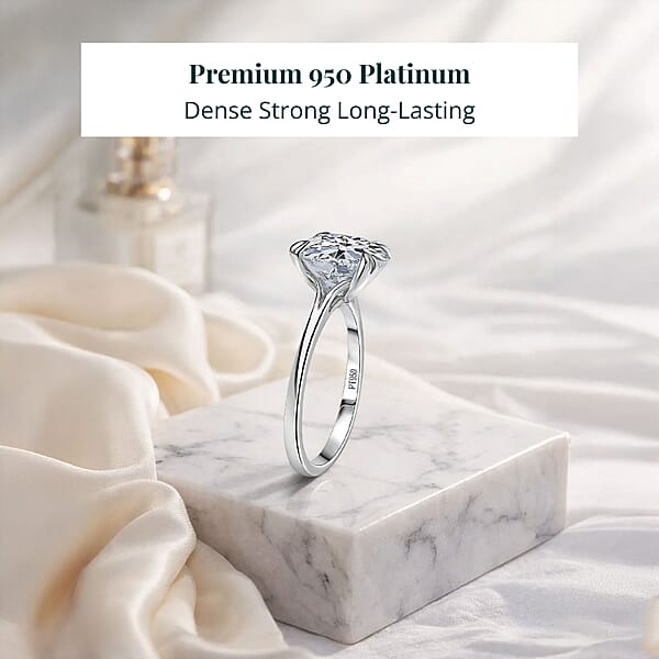IGI Certified Luxuriant Lab Grown Diamond Lab Grown Blue Diamond Ring In 950 Platinum 5.00 Ctw