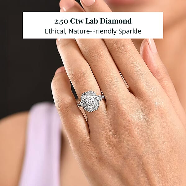 IGI Certified Luxuriant Lab Grown Diamond Ring In 950 Platinum 2.50 Ctw