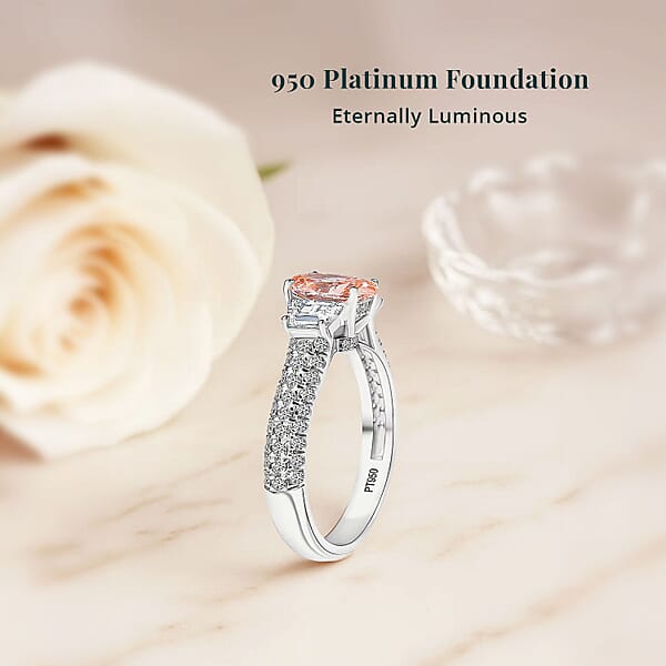 IGI Certified Luxuriant Lab Grown Pink Diamond (IR) 10.5) VS And Lab Grown Diamond 2.00 Ctw Ring In 950 Platinum