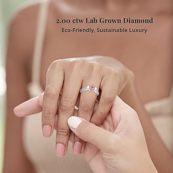 IGI Certified Luxuriant Lab Grown Pink Diamond (IR) 8.5) VS And Lab Grown Diamond 2.00 Ctw Ring In 950 Platinum