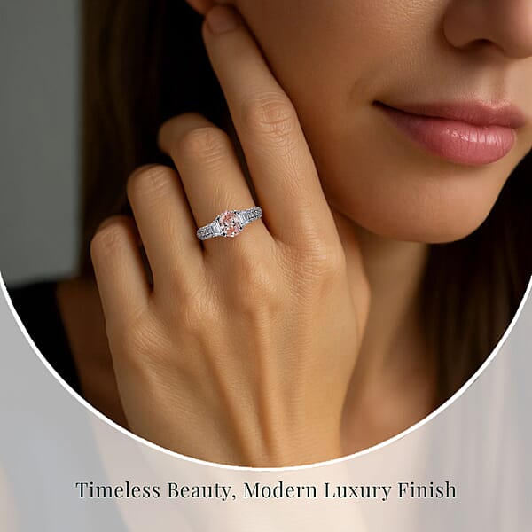 IGI Certified Luxuriant Lab Grown Pink Diamond (IR) 8.0) VS And Lab Grown Diamond 2.00 Ctw Ring In 950 Platinum