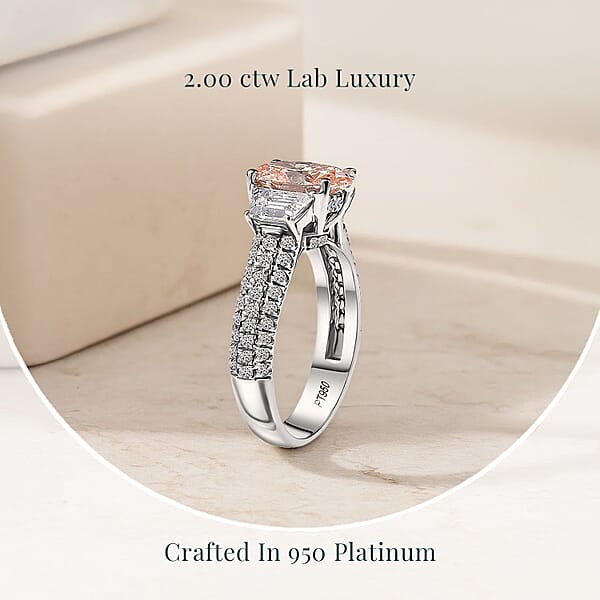 IGI Certified Luxuriant Lab Grown Pink Diamond (IR) 8.0) VS And Lab Grown Diamond 2.00 Ctw Ring In 950 Platinum