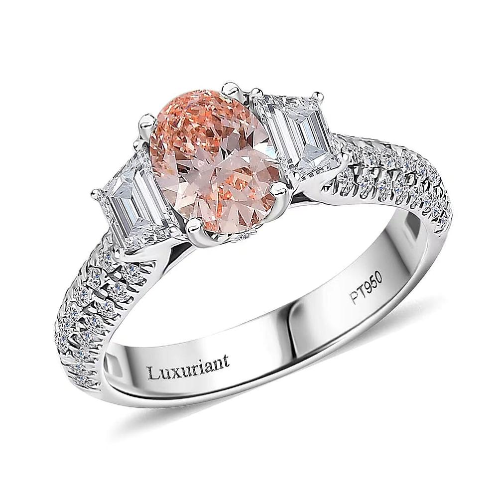 IGI Certified Luxuriant Lab Grown Pink Diamond (IR) 8.0) VS and Lab Grown Diamond 2.00 ctw Ring in 950 Platinum