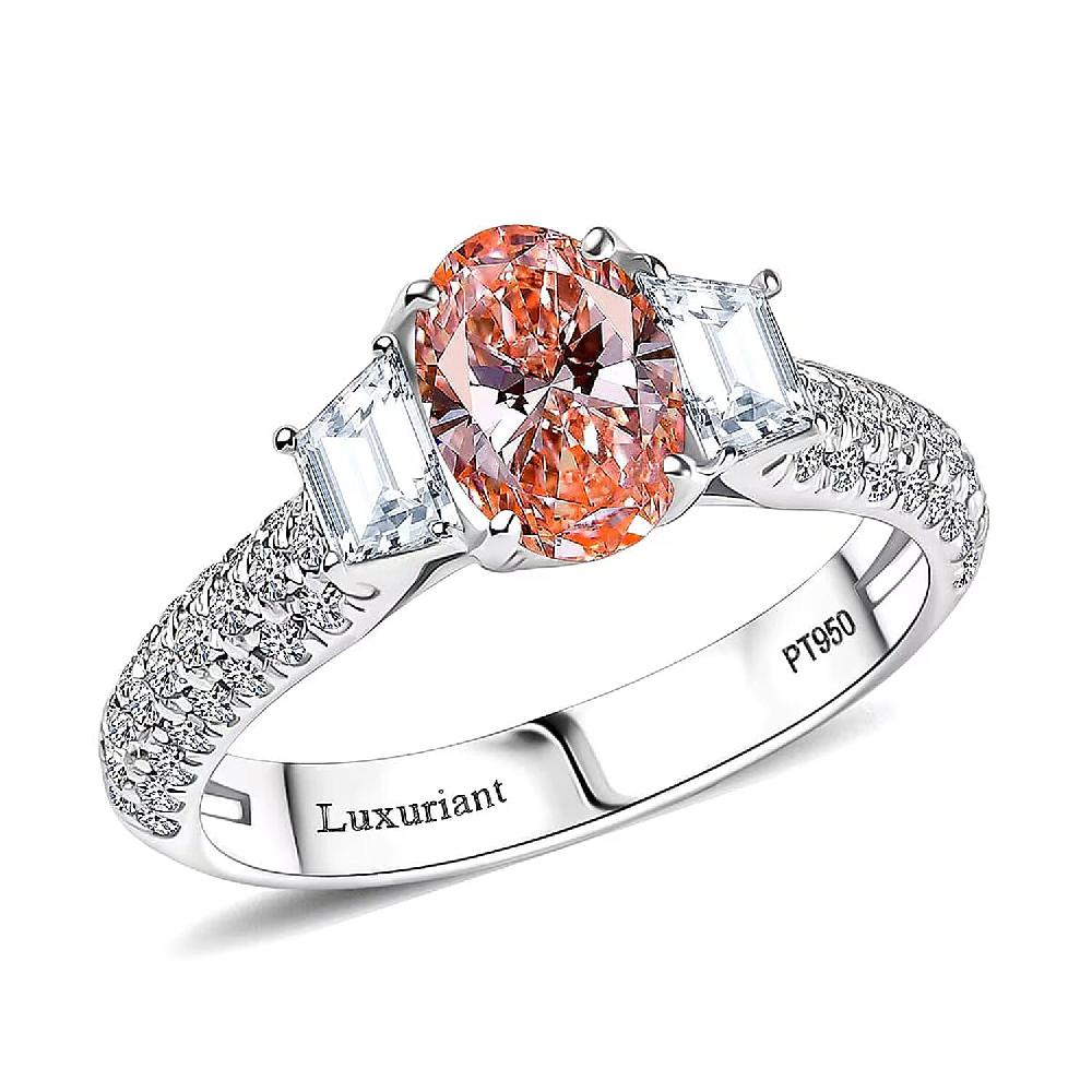 IGI Certified Luxuriant Lab Grown Pink Diamond (IR) 9.5) VS and Lab Grown Diamond 2.00 ctw Ring in 950 Platinum