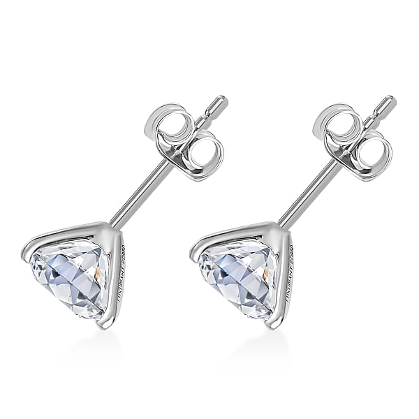 IGI Certified Princess Cut Luxuriant Lab Grown Diamond Earrings In 950 Platinum With 10K WG Push Post 3.00 Ctw