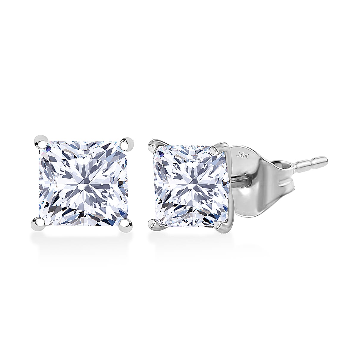 IGI Certified Princess Cut Luxuriant Lab Grown Diamond Earrings in 950 Platinum with 10K WG Push Post 3.00 ctw